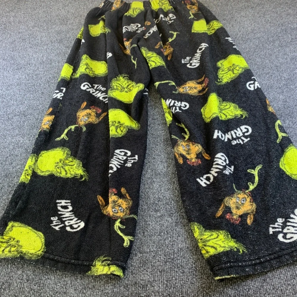 Dr. Seuss The Grinch Fleece Pajama Pants Black Green Max Dog Mens Small 2023